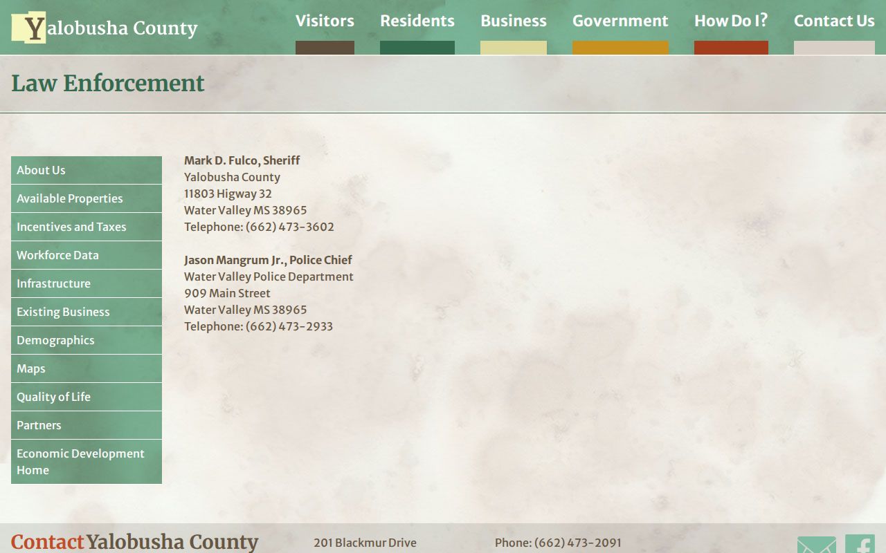 Yalobusha County Oakland arrest record sheriff directory