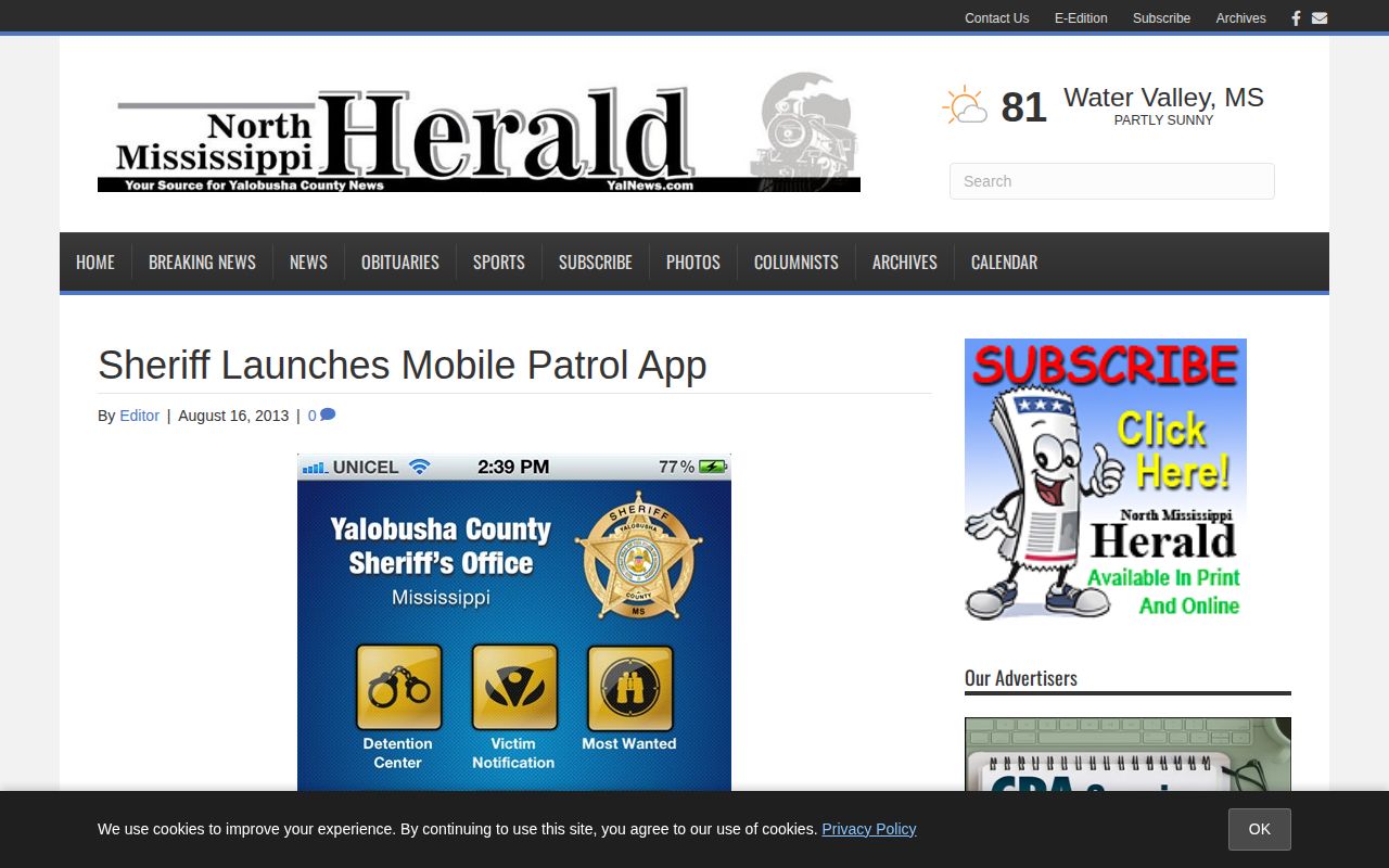 Yalobusha County historical Mobile Patrol most wanted report