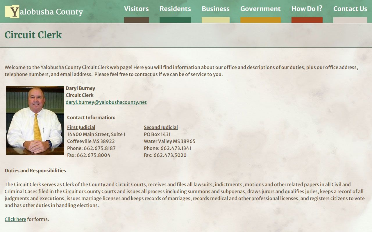 Yalobusha County warrant and Circuit Clerk record route